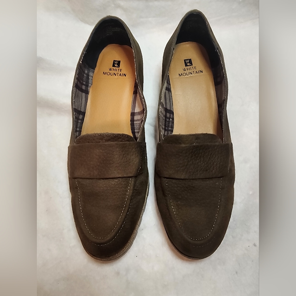 White Mountain Brown Chunky Lug Sole Gunner Loafer SZ:8 Slip on Shoe